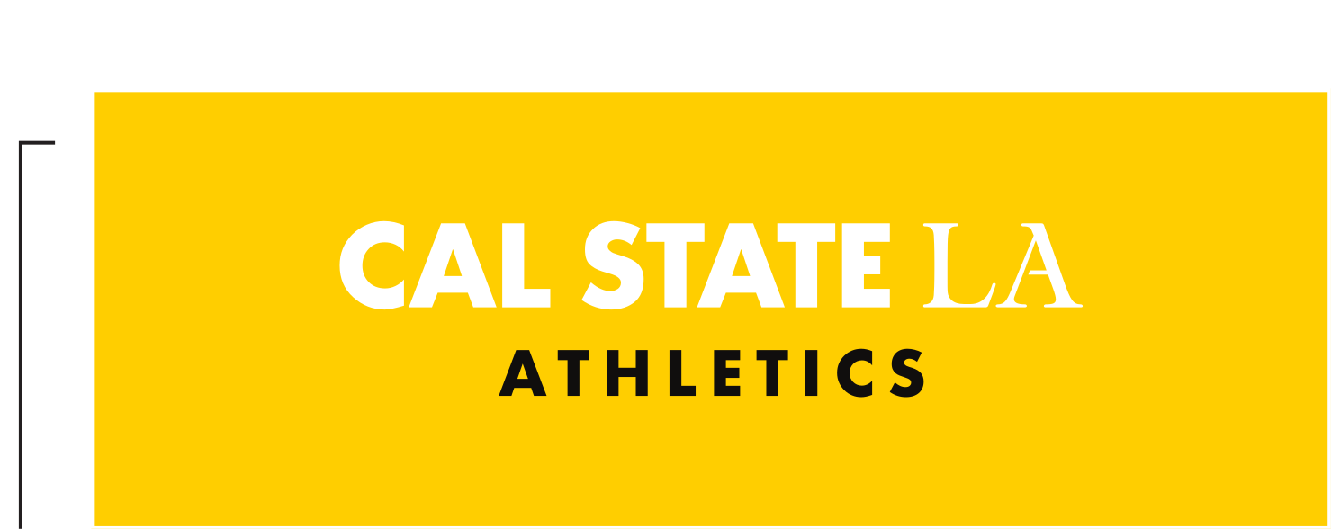 Cal State LA Athletics lockup, white and black on gold variant, cell 63
