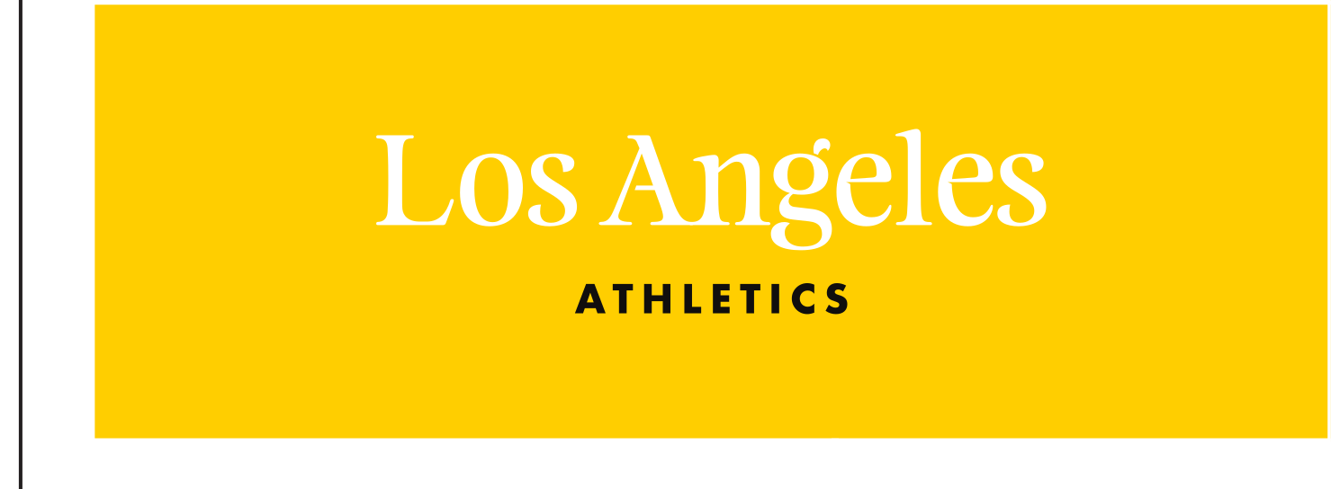 Los Angeles Athletics lockup, white and black on gold variant, cell 67