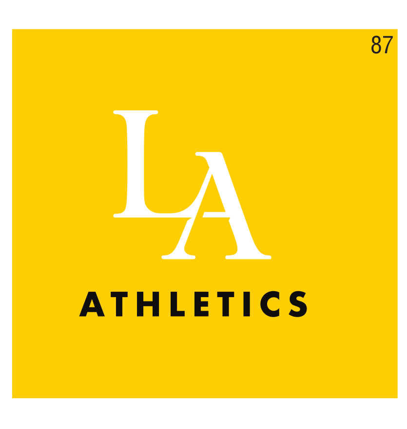 LA Athletics lockup, white/black on gold variant, cell 87