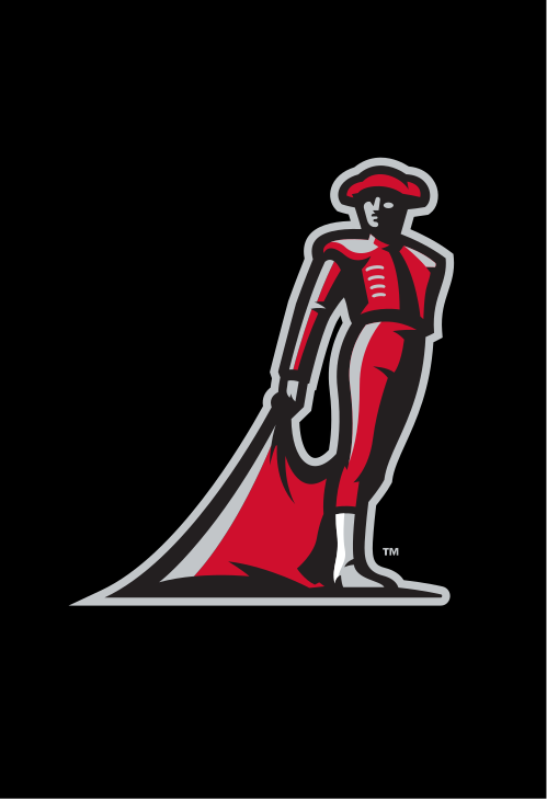Matador mascot full body, black/white on red variant, cell 13