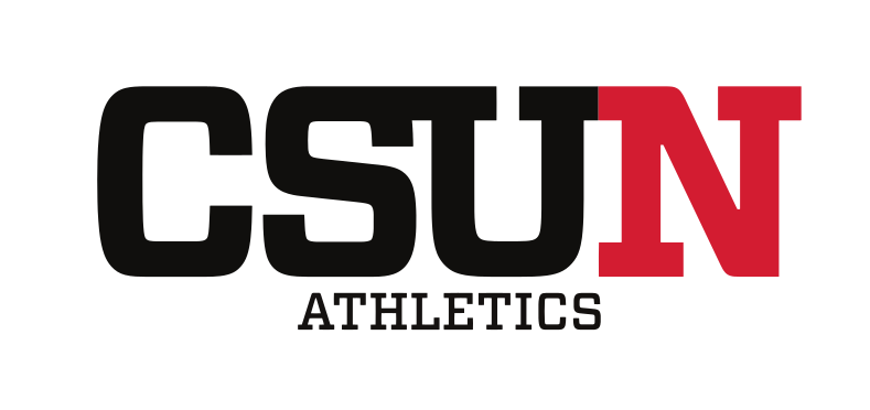 CSUN Athletics wordmark, black and red variant, cell 30