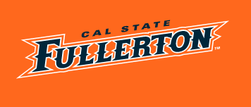 Cal State Fullerton wordmark, navy with white outline variant, cell 15