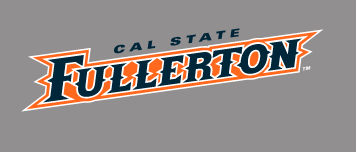 Cal State Fullerton wordmark, navy with orange outline variant, cell 16