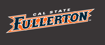 Cal State Fullerton wordmark, orange with white outline variant, cell 17