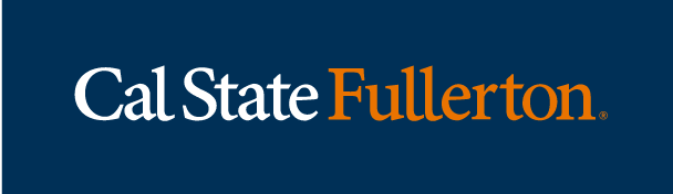 Cal State Fullerton wordmark, white and orange variant, cell 67
