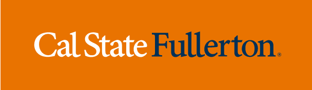 Cal State Fullerton wordmark, white and navy variant, cell 72