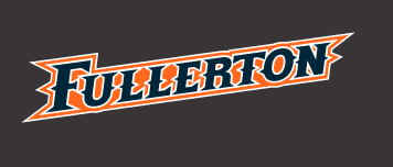 Fullerton wordmark, orange with white outline variant, cell 23
