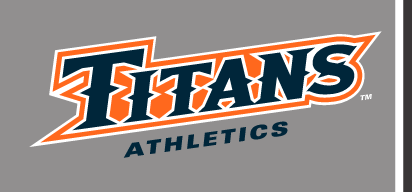 Titans Athletics wordmark, navy with orange outline variant, cell 28