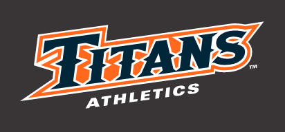 Titans Athletics wordmark, orange with white outline variant, cell 29