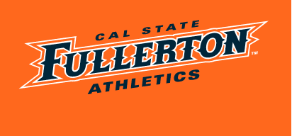 Cal State Fullerton Athletics wordmark, navy with white outline variant, cell 32