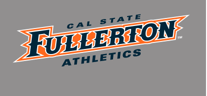 Cal State Fullerton Athletics wordmark, navy with orange outline variant, cell 33