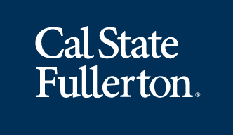 Cal State Fullerton stacked wordmark, white variant, cell 83