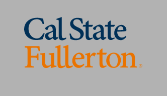 Cal State Fullerton stacked wordmark, navy and orange variant, cell 90