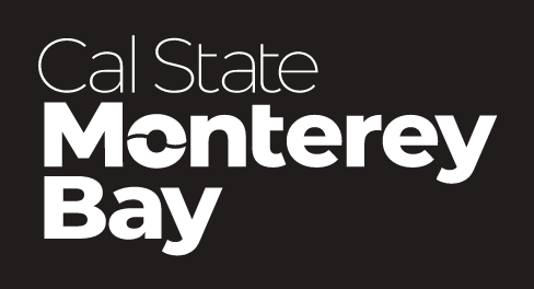 Cal State Monterey Bay, primary mark stacked, white on black variant