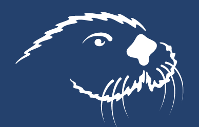 Otter head, white on blue variant