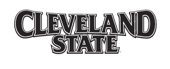 CLEVELAND STATE wordmark, black with white outline variant, cell 30