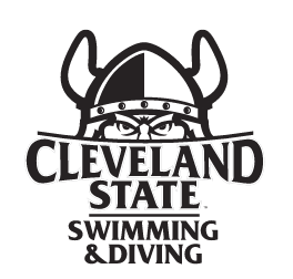 CLEVELAND STATE SWIMMING & DIVING logo, black and white variant, cell 48