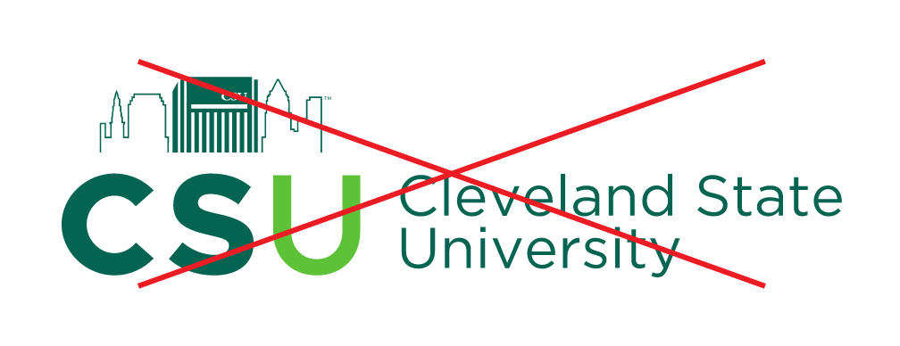 Cleveland State University logo, incorrect usage - changing CSU mark and type variant, cell 1