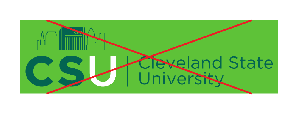 Cleveland State University logo, incorrect usage - unauthorized color variant, cell 4
