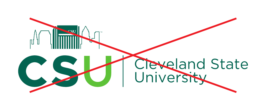 Cleveland State University logo, incorrect usage - scaled CSU mark and type variant, cell 2
