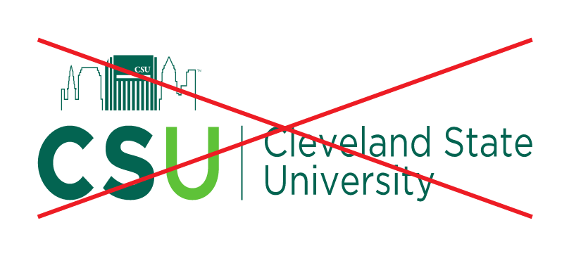 Cleveland State University logo, incorrect usage - distorted logo variant, cell 5