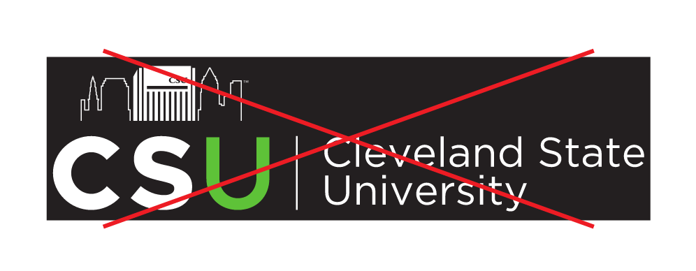 Cleveland State University logo, incorrect usage - insufficient spacing variant, cell 3