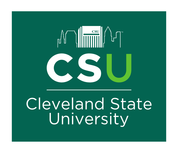 Cleveland State University, Full Logotype, secondary (vertical), Reversed variant