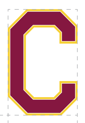 C lettermark, maroon and gold variant