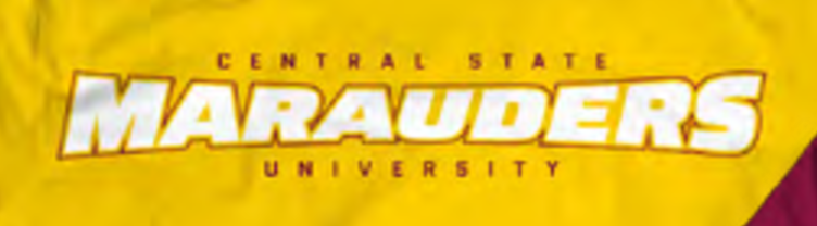 Central State Marauders University wordmark, full color on yellow shirt variant