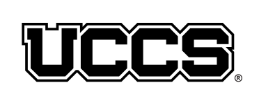UCCS wordmark, white with black outline variant, cell 2
