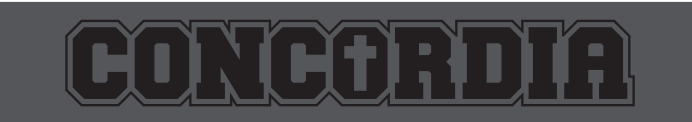 CONCORDIA wordmark, black with gray outline variant, cell 2