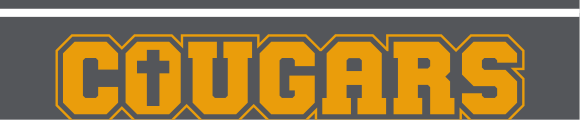COUGARS wordmark, gold with maroon outline variant, cell 10