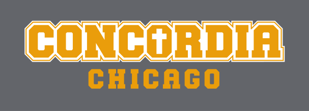 Concordia Chicago wordmark, gold/white outline variant, cell 128