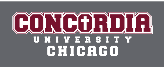 Concordia University Chicago wordmark, maroon/white outline variant, cell 137