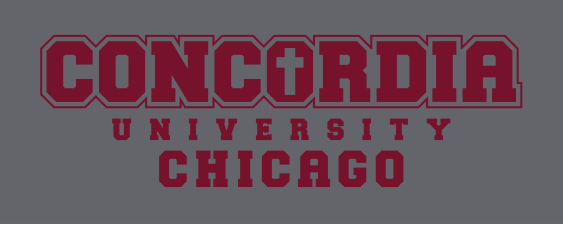 Concordia University Chicago wordmark, maroon solid variant, cell 140