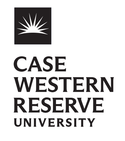 Case Western Reserve University logo, vertical stacked, black variant, cell 7