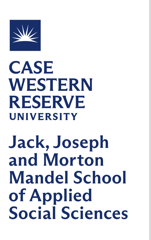 Case Western Reserve University Jack, Joseph and Morton Mandel School of Applied Social Sciences logo, vertical blue variant, cell 50