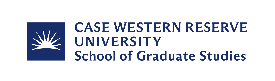 Case Western Reserve University School of Graduate Studies, horizontal blue variant, cell 65
