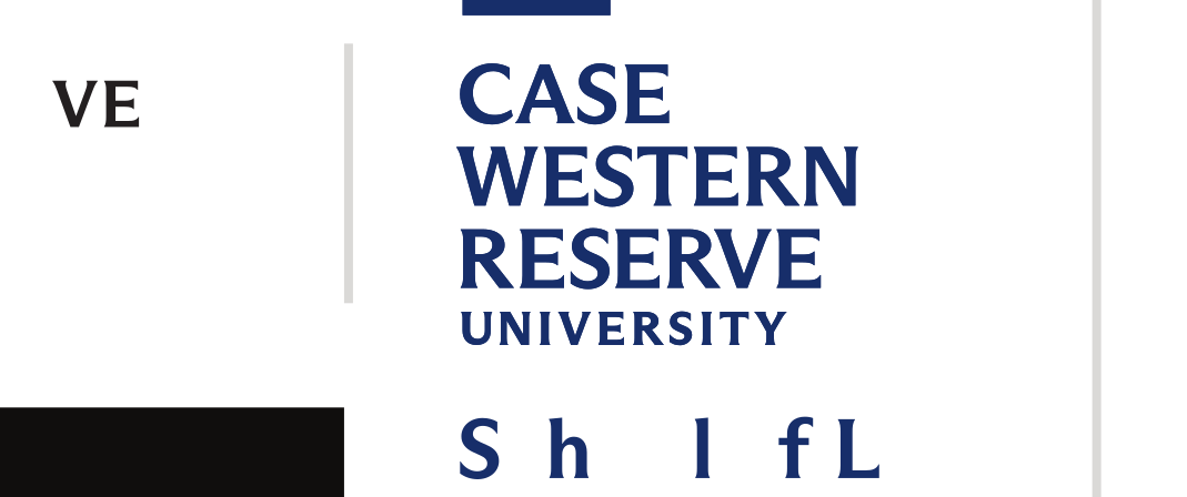 Case Western Reserve University School of Law logo, stacked, blue variant, cell 77