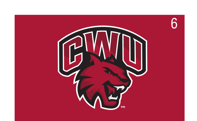 CWU wordmark, athletics secondary, color on crimson variant, cell 6