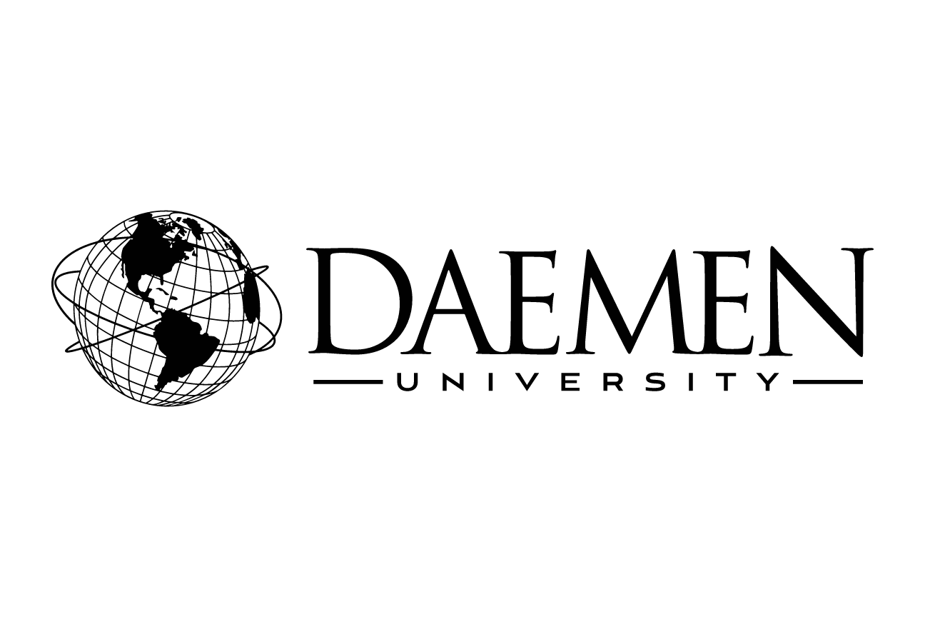 Daemen University logo, horizontal, black variant, cell 18