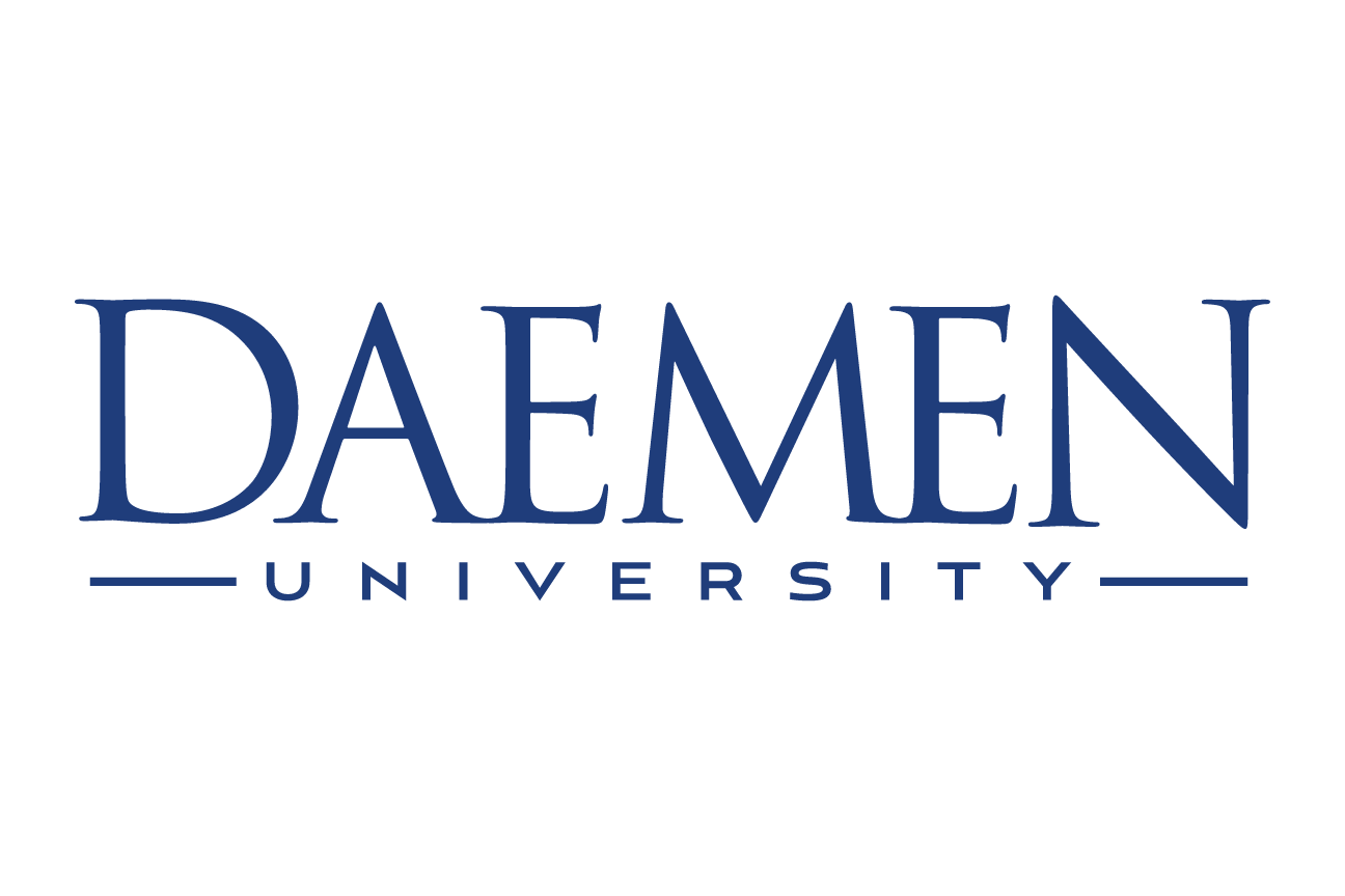 Daemen University wordmark, blue variant, cell 34
