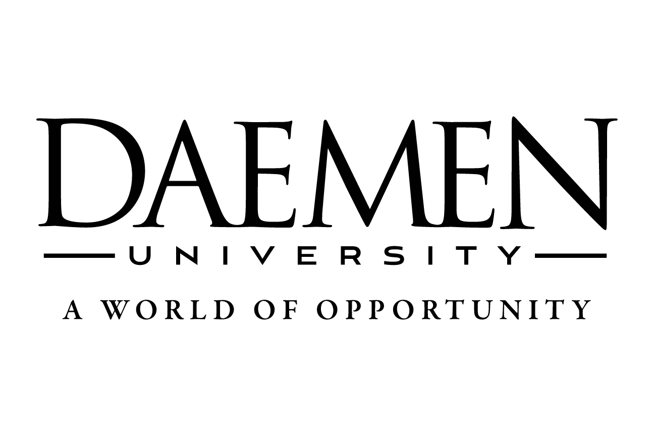 Daemen University wordmark with tagline, black variant, cell 42