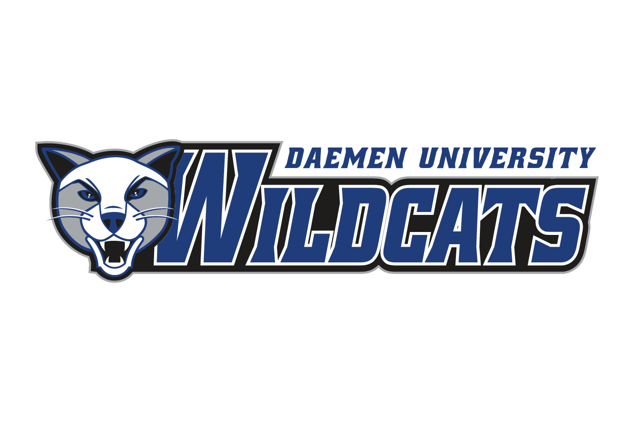 mascot head with Daemen University Wildcats wordmark, standard variant, cell 52