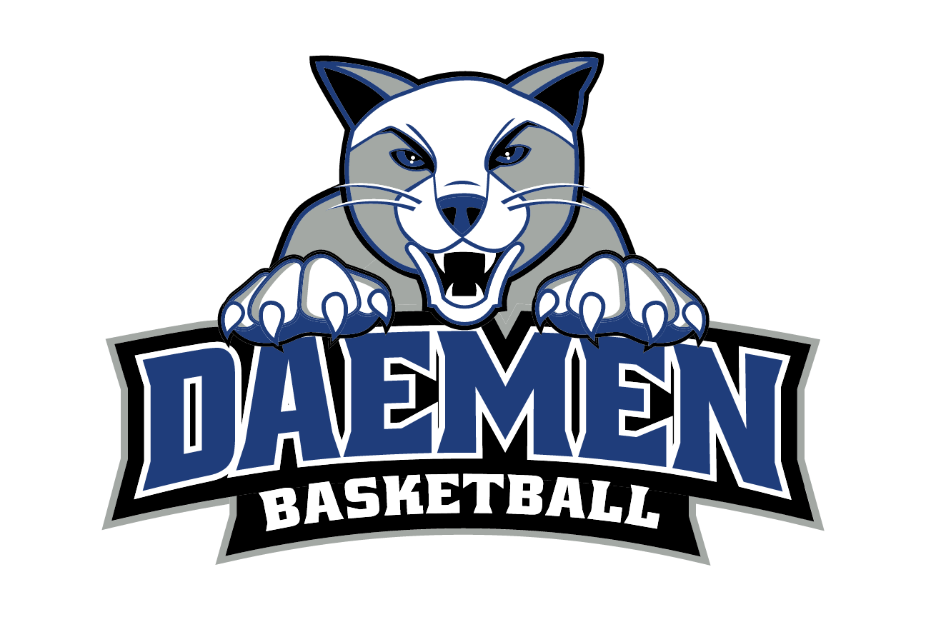 mascot head with Daemen Basketball wordmark, standard variant, cell 60