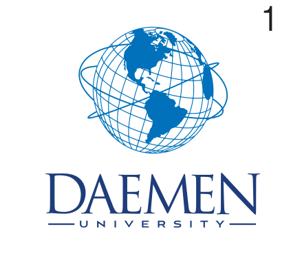Daemen University logo, stacked, blue/gray variant, cell 10