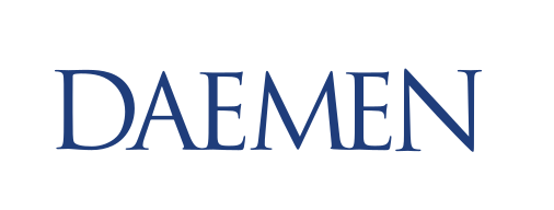 Daemen wordmark, blue variant, cell 37