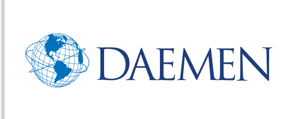 Daemen logo, horizontal, blue/gray variant, cell 19