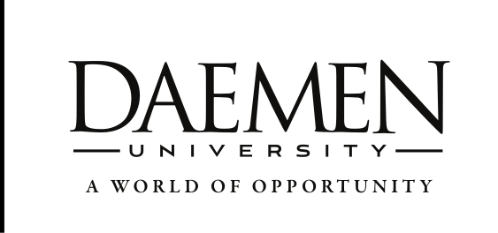 Daemen University wordmark with tagline, black variant, cell 42