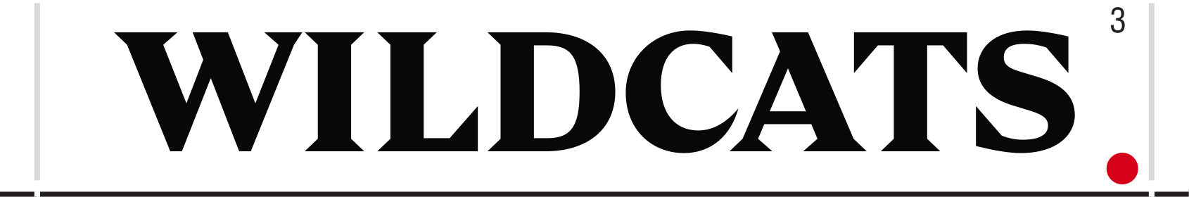 WILDCATS wordmark, black on white variant, cell 32